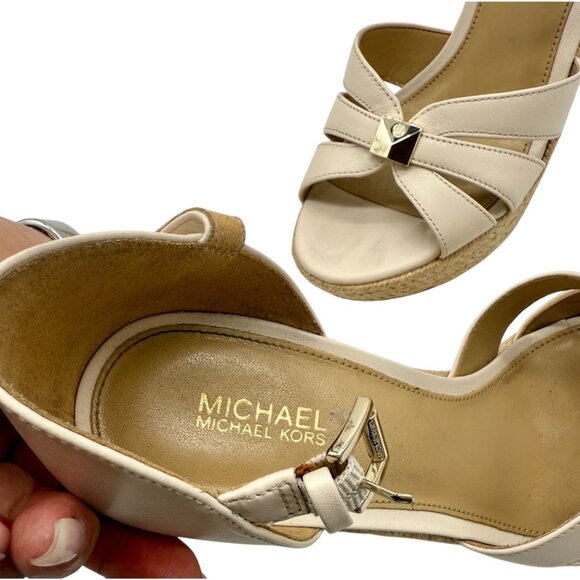 MICHAEL MICHAEL KORS Womens Beige 1" Platform Maggie Wedge Espadrille Shoes - Si - Picture 8 of 8